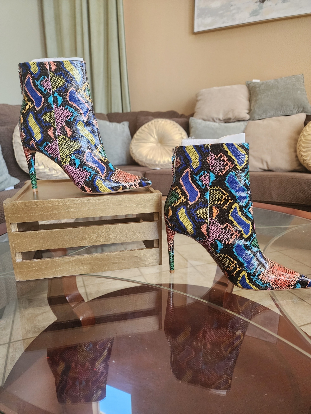 Steve Maddwn HALENA Multicolor Snakeskin-Pattern Stiletto Ankle Boot
